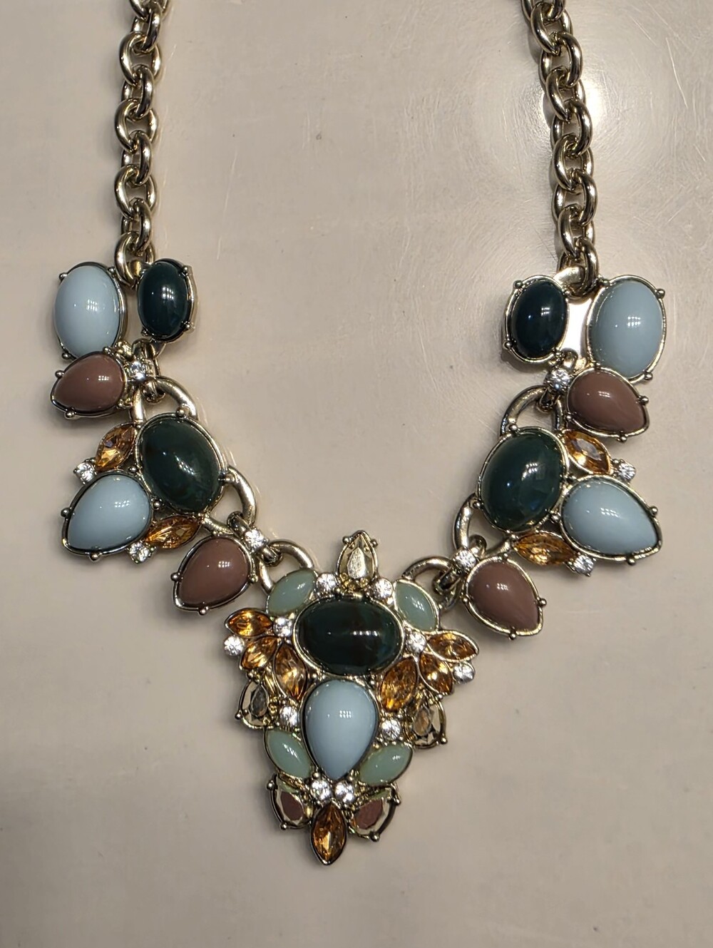 LEE By Lee Angel For Neiman Marcus Cabochon And Crystal 14k Gold Plated Necklace - Picture 8 of 16